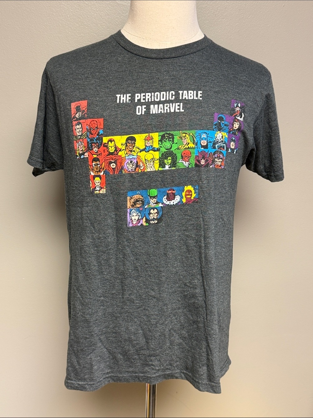 Marvel Periodic Table of Marvel Graphic T-Shirt Men's Medium Gray Comics Tee